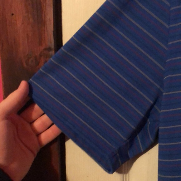 Greg Norman Blue Red Yellow Black Striped Golf Jersey Knit Polo Mens Large L - Picture 8 of 12